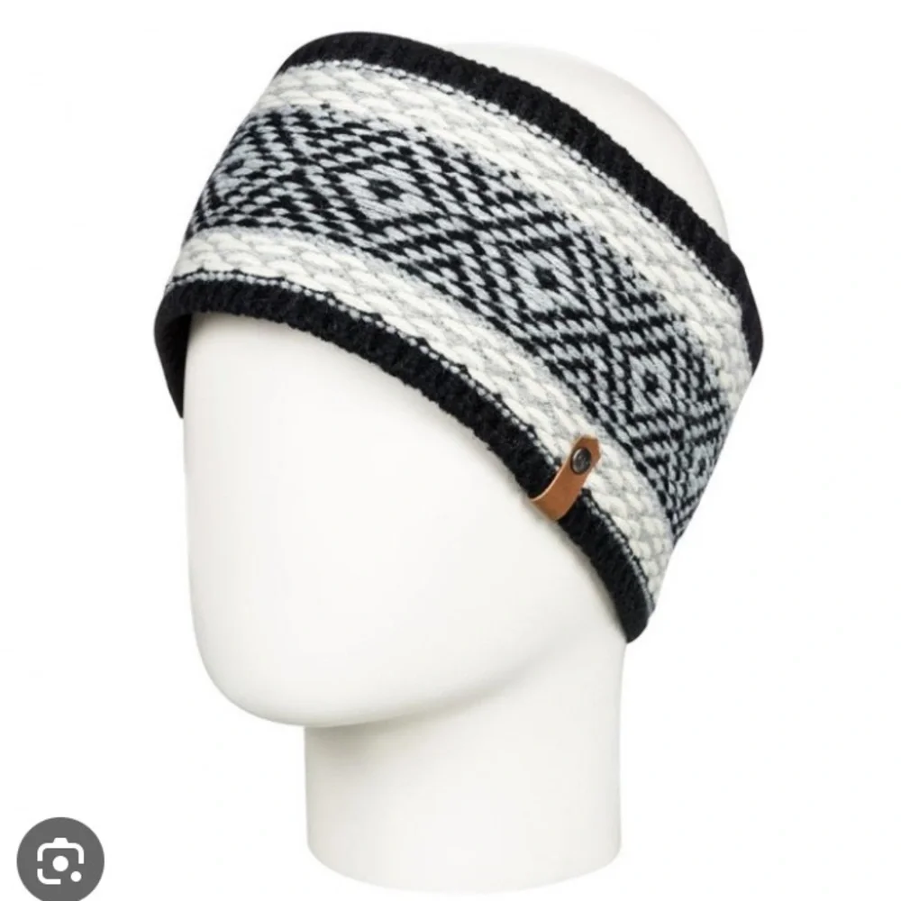 New! Roxy Tayla knit polar fleece lined headband black/white